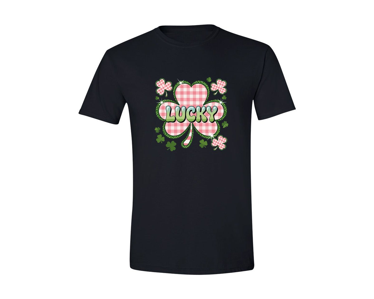 brand:Generic|color:Black|Lucky Clover Bubble St Patricks Graphic T-Shirt