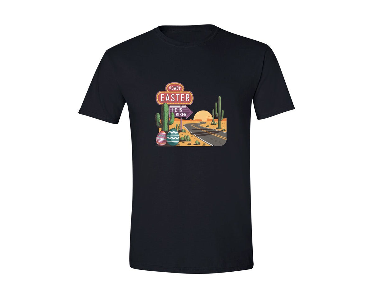 brand:Generic|color:Black|Howdy Easter Western Desert Easter 3 Graphic T-Shirt