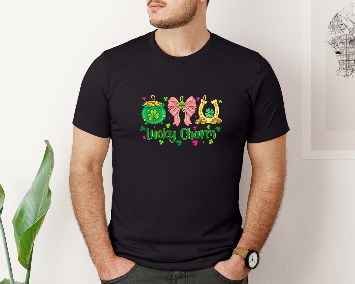 brand:Bella Canvas|color:Black|Lucky Charm St Patricks 8 Graphic T-Shirt