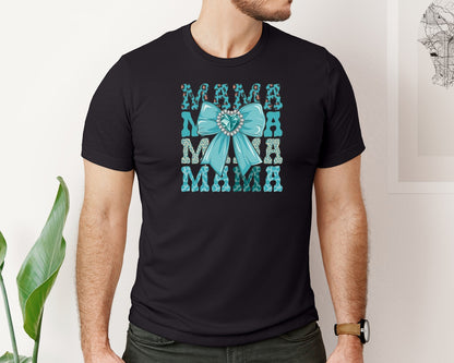 brand:Bella Canvas|color:Black|Trendy Mama Leopard Print Bow 3 Graphic T-Shirt