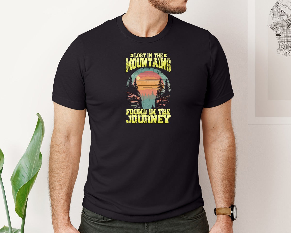 brand:Bella Canvas|color:Black|Wild Life Experience Mountain Hiking Tee 9 Graphic T-Shirt