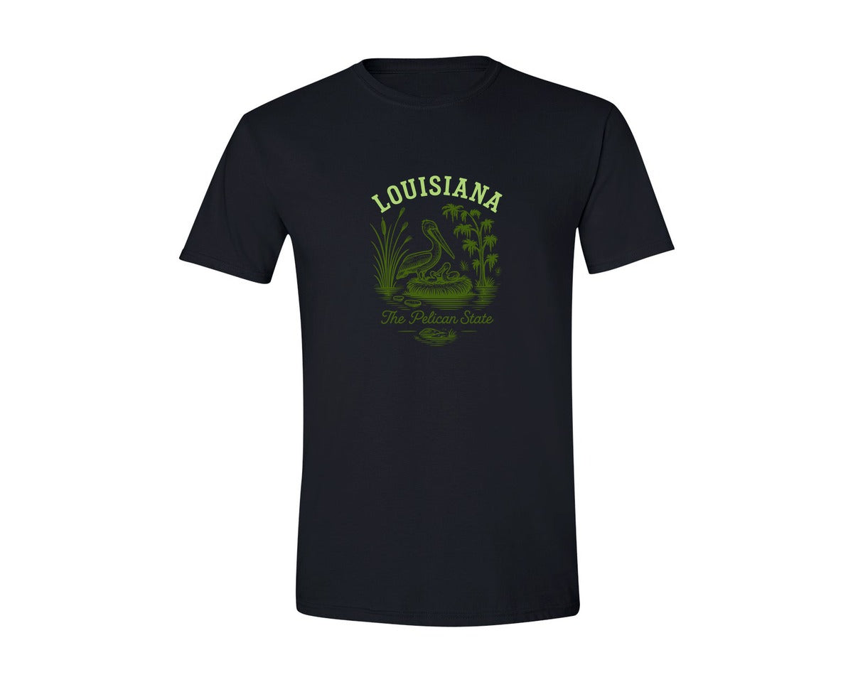 brand:Generic|color:Black|Louisiana The Pelican State Graphic T-Shirt