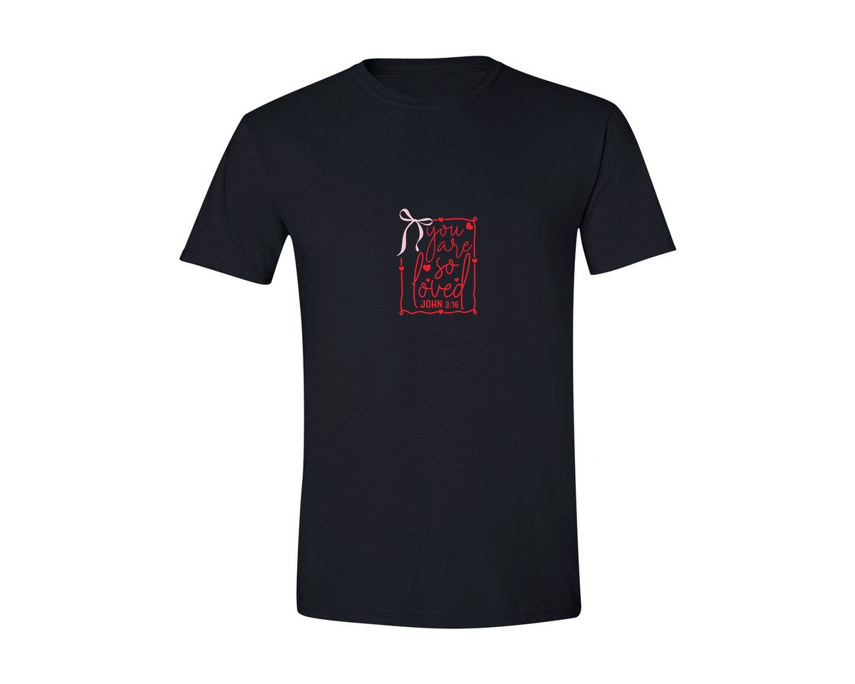 brand:Generic|color:Black|Coquette Bow You Are So Loved Jesus 3 Graphic T-Shirt