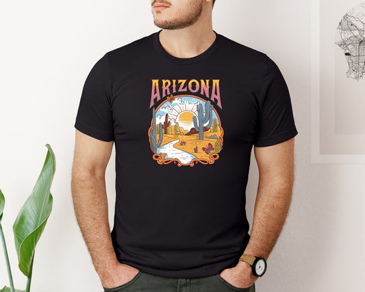 Arizona Desert Sunset Design Graphic T-Shirt