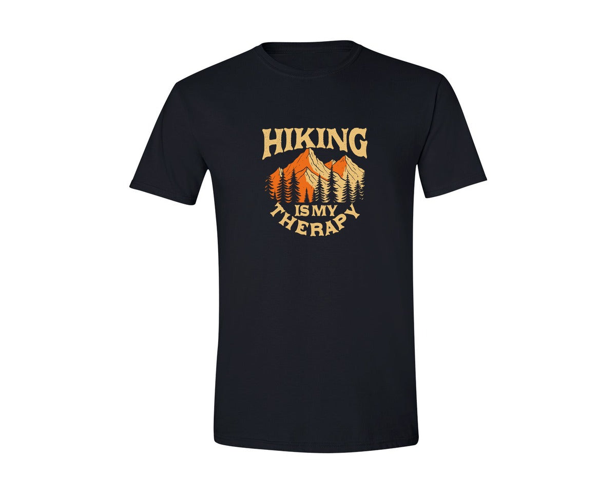 brand:Generic|color:Black|Outdoor Nature Hiking Is My Therapy Graphic T-Shirt