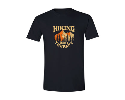 brand:Generic|color:Black|Outdoor Nature Hiking Is My Therapy Graphic T-Shirt