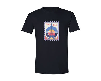 brand:Generic|color:Black|Paris Trip Retro Travel Stamp Summer Graphic T-Shirt