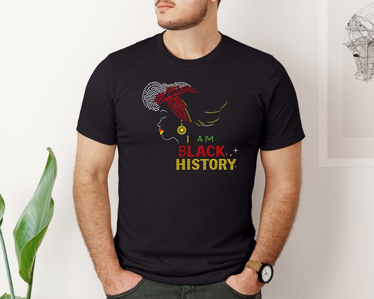 I Am Black History Rhinestone Graphic T-Shirt