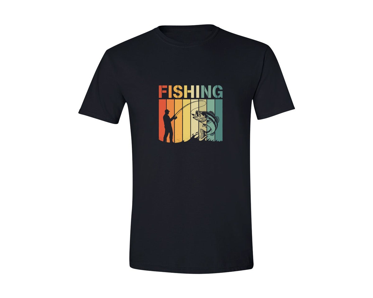 brand:Generic|color:Black|Retro Vintage Fishing Sunset T Shirt Des Graphic T-Shirt