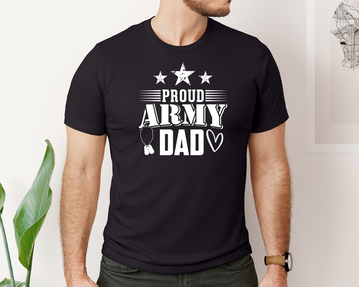 brand:Bella Canvas|color:Black|Proud Army Dad Tshirt Design Graphic T-Shirt
