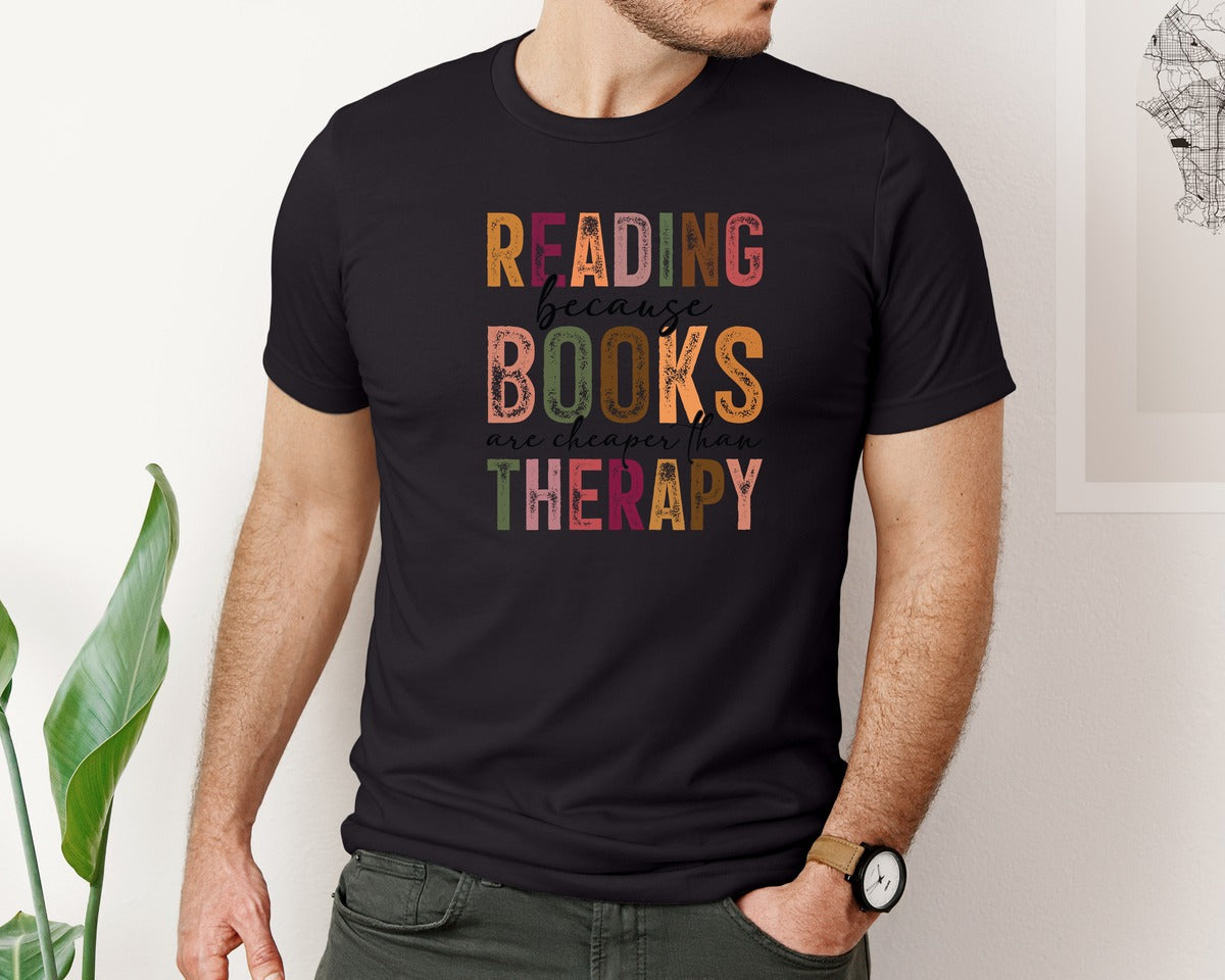 brand:Bella Canvas|color:Black|Book Shirt Reading Because Books Graphic T-Shirt