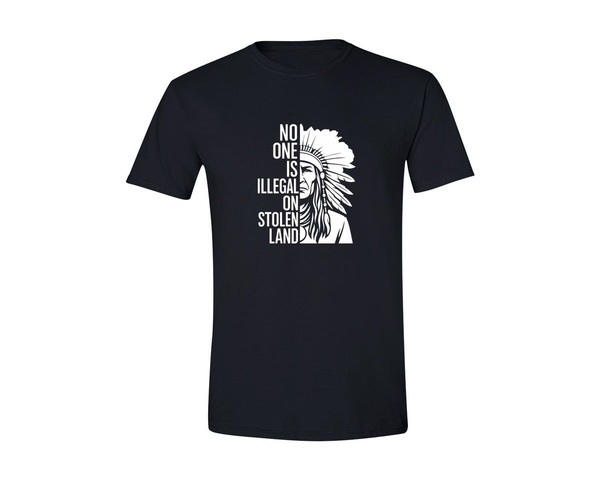 brand:Generic|color:Black|No One Is Illegal On Stolen Land 17 Graphic T-Shirt