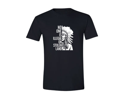 brand:Generic|color:Black|No One Is Illegal On Stolen Land 17 Graphic T-Shirt