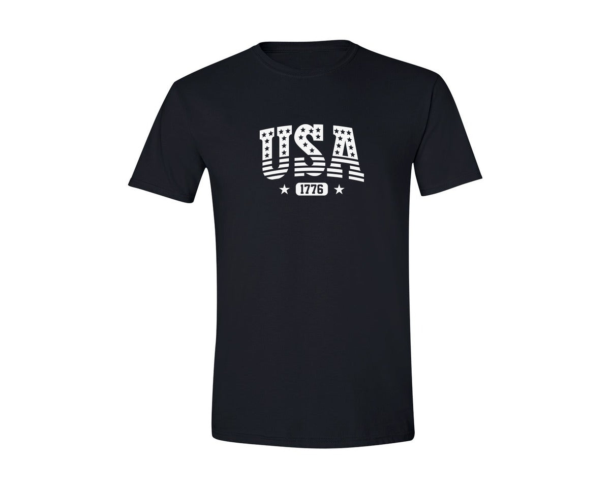 brand:Generic|color:Black|4Th Of July Usa Flag 1776 Patriotic Graphic T-Shirt