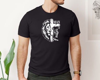 brand:Bella Canvas|color:Black|Man Of God Jesus Cross Jesus Lion Graphic T-Shirt