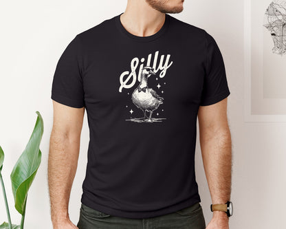 brand:Bella Canvas|color:Black|Silly Goose And Bow Tie Shirt Graphic T-Shirt
