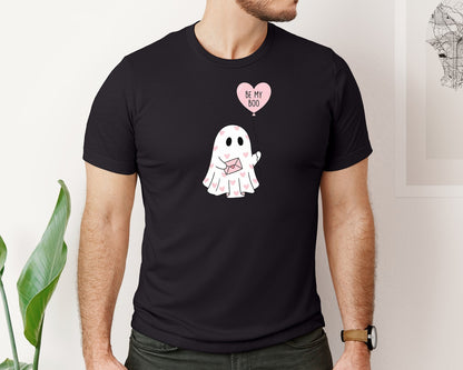 brand:Bella Canvas|color:Black|Bee My Boo Cute Ghost Valentine Graphic T-Shirt