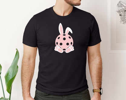 brand:Bella Canvas|color:Black|Pickleball Lover Easter Bunny Ears Feet Graphic T-Shirt