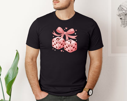 brand:Bella Canvas|color:Black|Six Seven Dice 6 7 Valentine Day Graphic T-Shirt