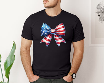 brand:Bella Canvas|color:Black|Coquette Usa American Bow Graphic T-Shirt