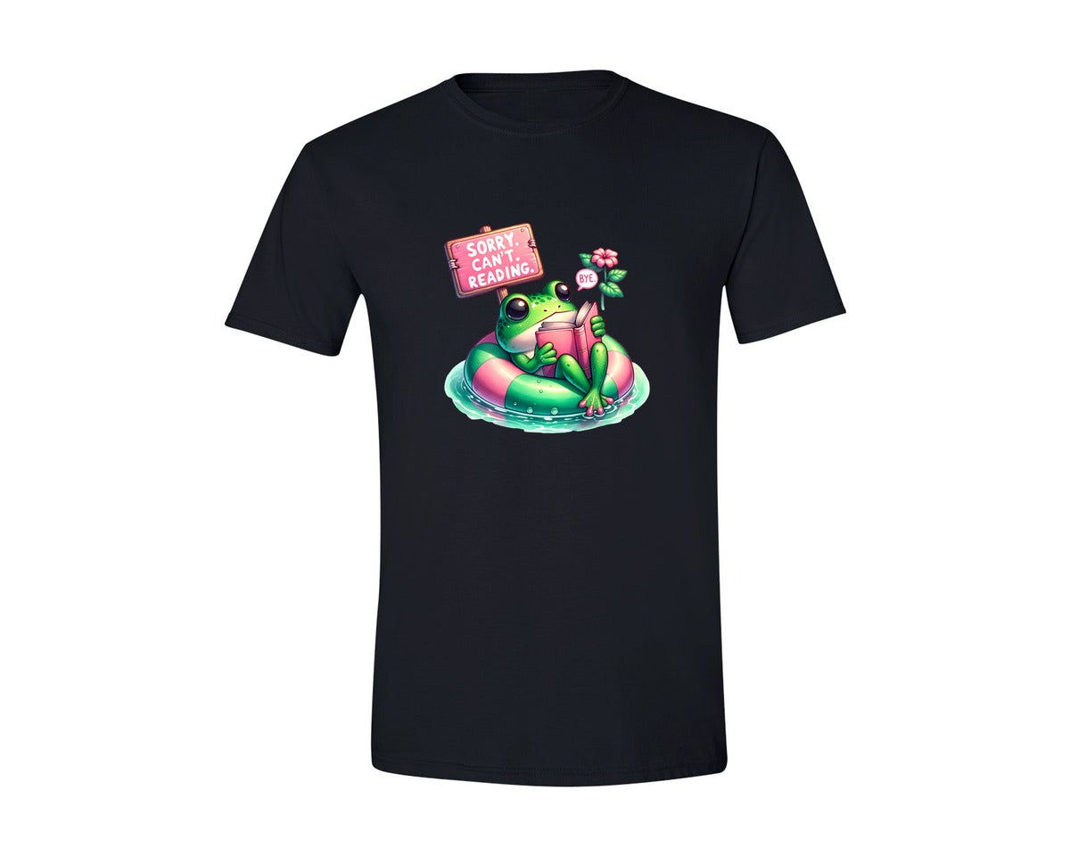 brand:Generic|color:Black|Bookish Frog Sorry Cant Reading Graphic T-Shirt