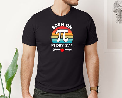 brand:Bella Canvas|color:Black|Born On Pi Day 3 14 Math Teacher Lover Graphic T-Shirt