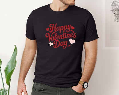 brand:Bella Canvas|color:Black|Happy Valentines Day Romantic Love Icon Graphic T-Shirt