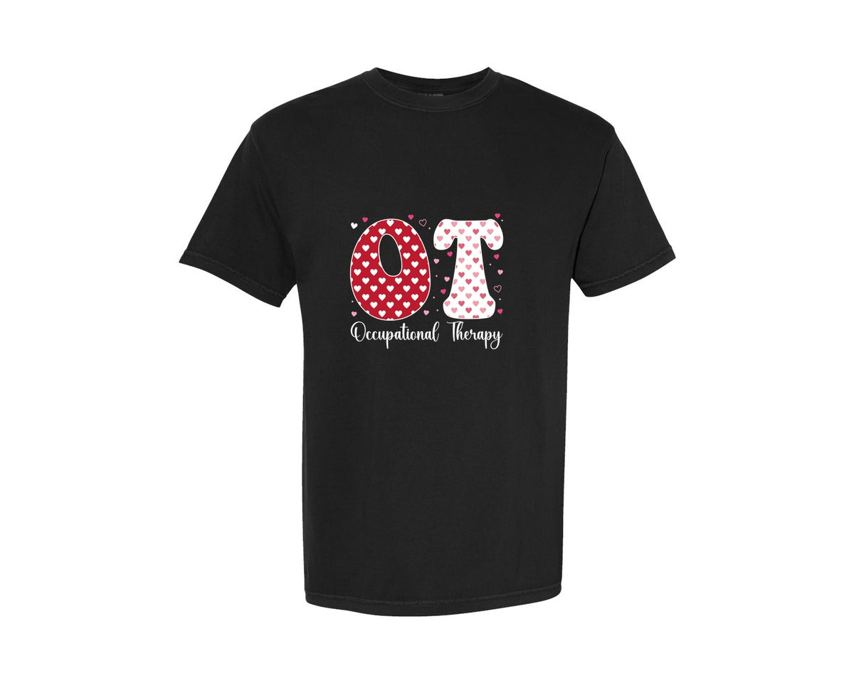 brand:Comfort Colors|color:Black|Occupational Therapy Valentines Day Graphic T-Shirt