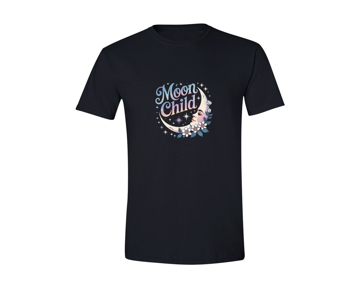 brand:Generic|color:Black|Moon Child Celestial And Floral T Shirt Graphic T-Shirt
