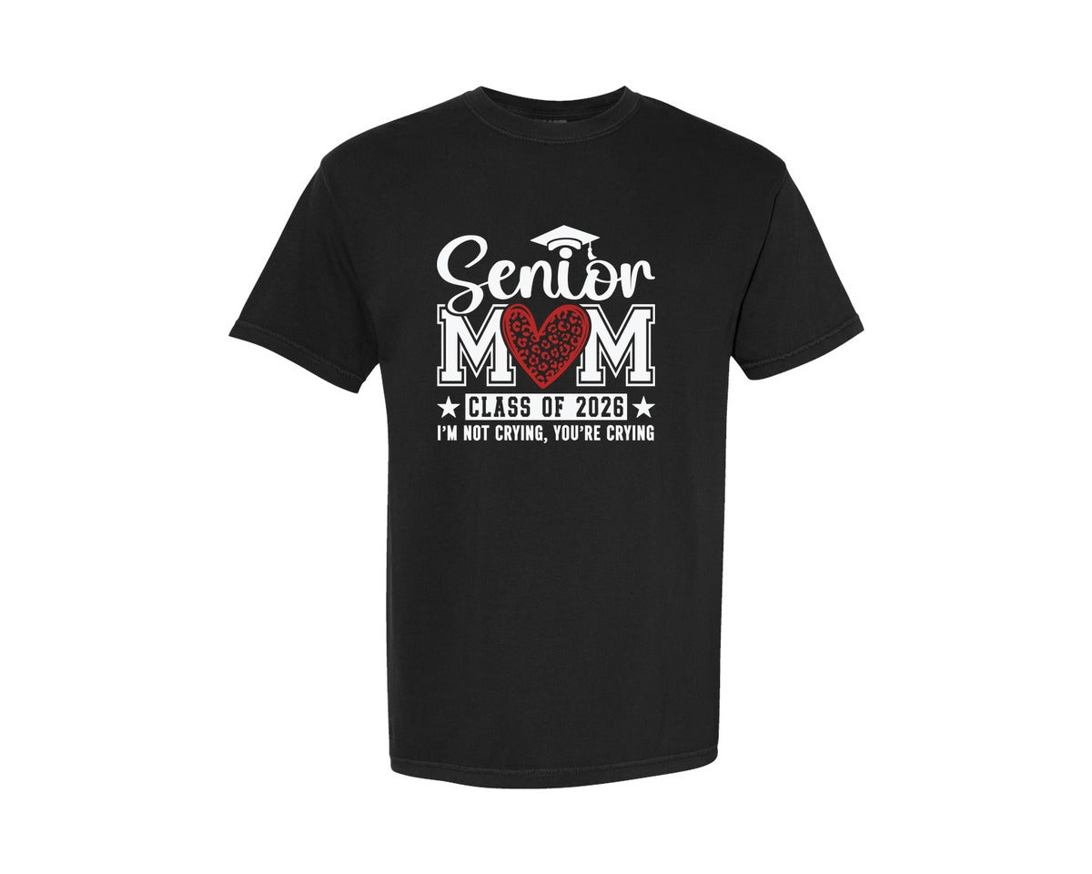 brand:Comfort Colors|color:Black|Funny Senior Mom Class Of 2026 Graphic T-Shirt