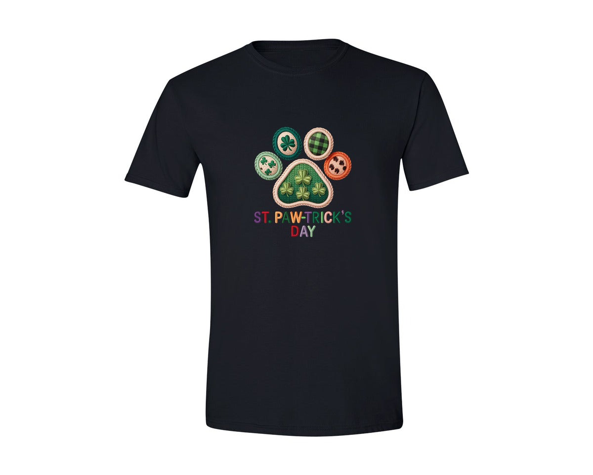 brand:Generic|color:Black|Faux Yarn St Patricks Day Dog Graphic T-Shirt