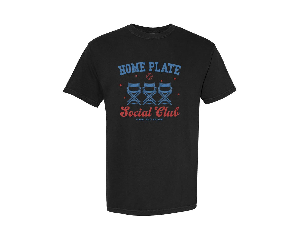 brand:Comfort Colors|color:Black|Vintage Baseball Home Plate Social Club Graphic T-Shirt