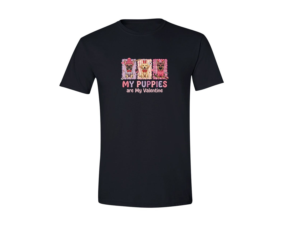 brand:Generic|color:Black|My Puppies Are My Valentine Dog Lover Graphic T-Shirt