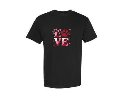 brand:Comfort Colors|color:Black|Dog Valentine Brushstroke Love T Shirt 2 Graphic T-Shirt