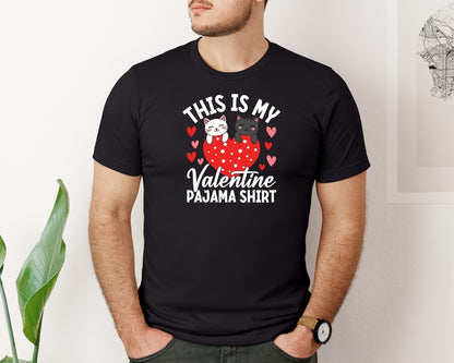 brand:Bella Canvas|color:Black|Cute Pajama Valentines Day T Shirt Graphic T-Shirt
