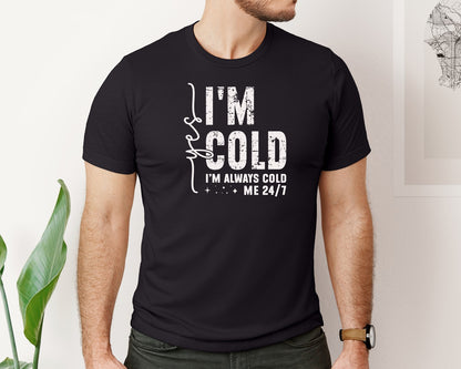 brand:Bella Canvas|color:Black|Yes Im Cold Winter Christmas Graphic T-Shirt