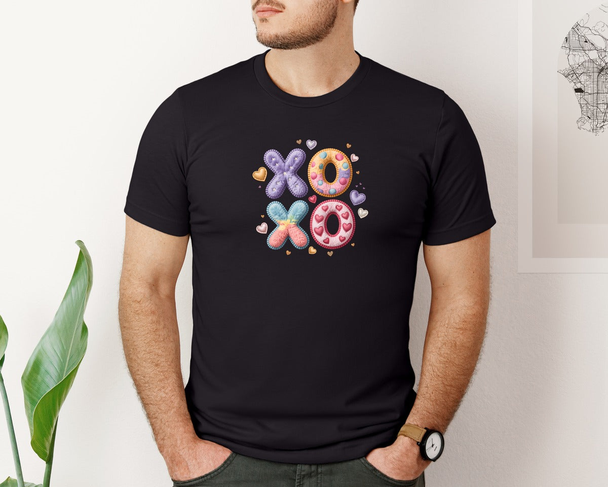 brand:Bella Canvas|color:Black|Xoxo Yarn Valentine Valentines Day Graphic T-Shirt