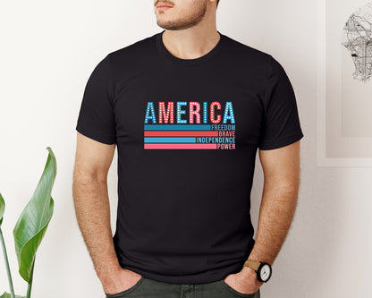 brand:Bella Canvas|color:Black|America 4Th Of July 5 Graphic T-Shirt