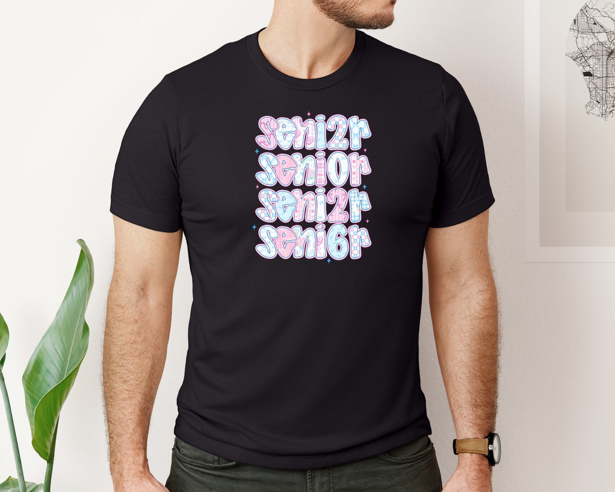 brand:Bella Canvas|color:Black|Retro Senior Coquette Class Of 2026 Graphic T-Shirt