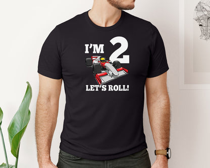 brand:Bella Canvas|color:Black|Kids Race Car 2Nd Birthday Racing Car 2 Graphic T-Shirt