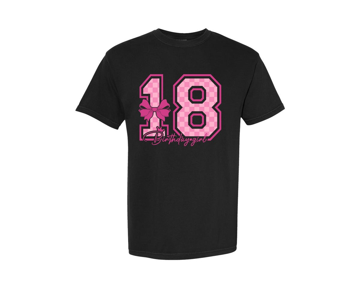 brand:Comfort Colors|color:Black|Birthday Girl 18Th Birthday Shirt Graphic T-Shirt