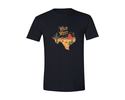 brand:Generic|color:Black|Wild West Texas Design Graphic T-Shirt
