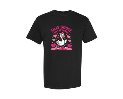 brand:Comfort Colors|color:Black|Silly Goose On The Loose Valentine Graphic T-Shirt