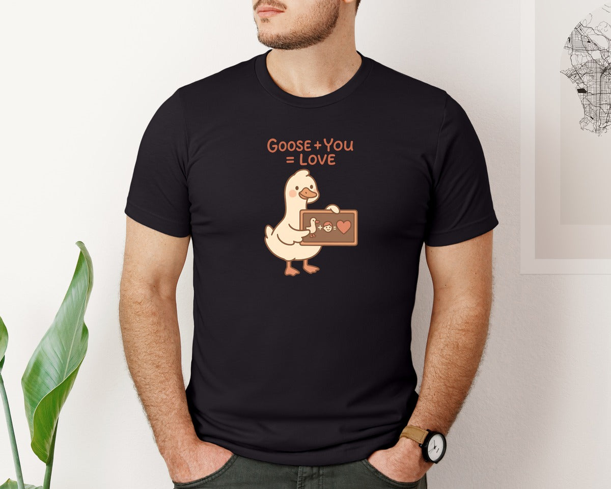 brand:Bella Canvas|color:Black|Coquette Valentine Goose Goose You Graphic T-Shirt