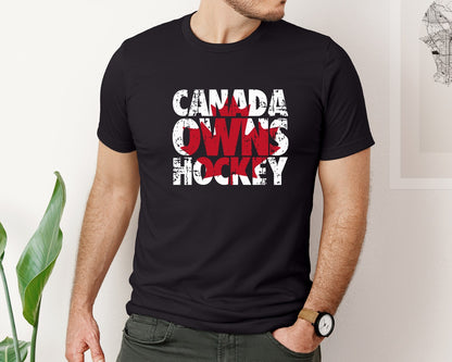 brand:Bella Canvas|color:Black|Canada Owns Hockey 7 Graphic T-Shirt