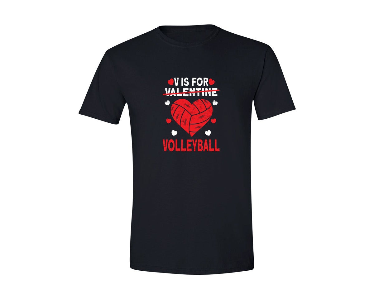 brand:Generic|color:Black|V Is For Volleyball Valentine T Shirt 2 Graphic T-Shirt