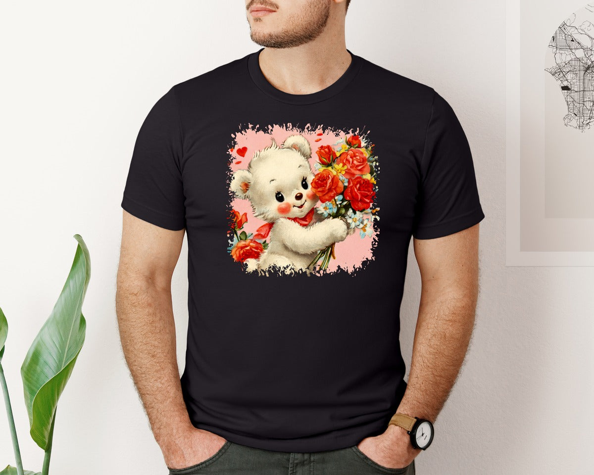 brand:Bella Canvas|color:Black|Vintage Valentine Square Tshirt 34 Graphic T-Shirt