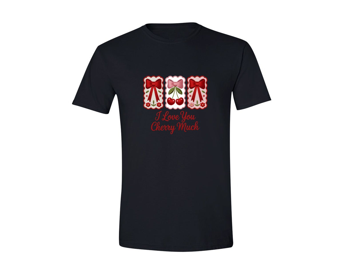 brand:Generic|color:Black|Love You Cherry Much Valentine Graphic T-Shirt