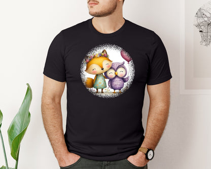 brand:Bella Canvas|color:Black|Couple Animals Round Tshirt 30 Graphic T-Shirt