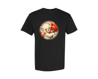 brand:Comfort Colors|color:Black|Vintage Valentine Round Tshirt 34 Graphic T-Shirt
